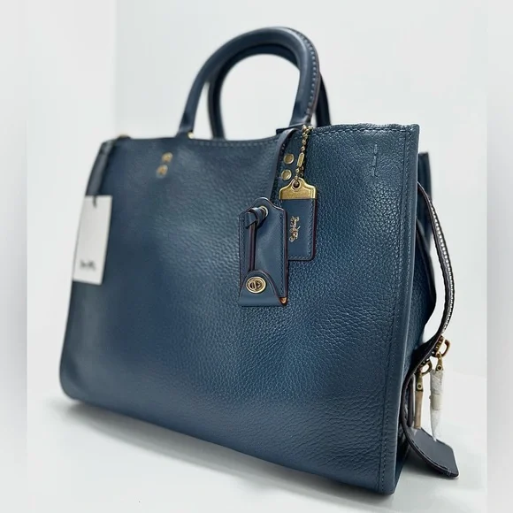 COACH 1941 Dark Denim Rogue 31 In Relaxed Smooth Pebbled Leather - Picture 4 of 13